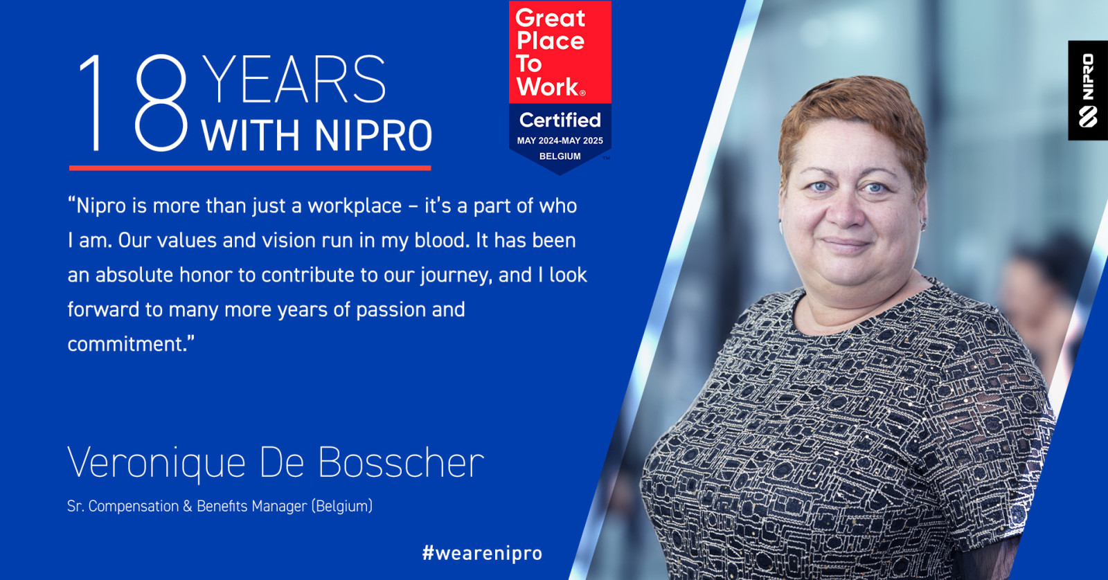 Years with Nipro - Belgium - Veronique De Bosscher