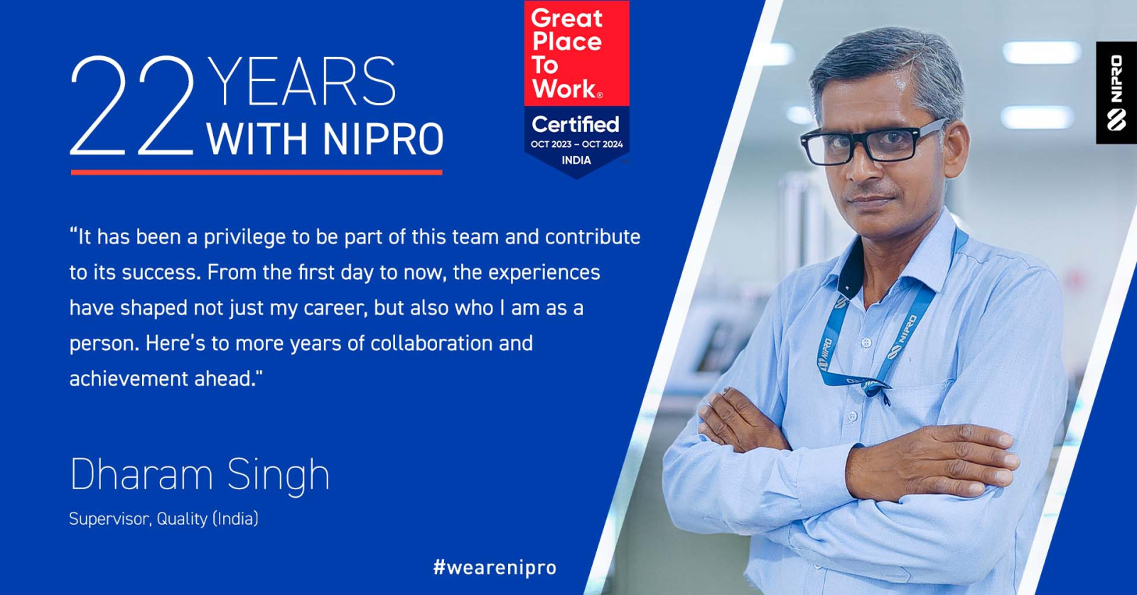Years with Nipro - India - Dharam Singh