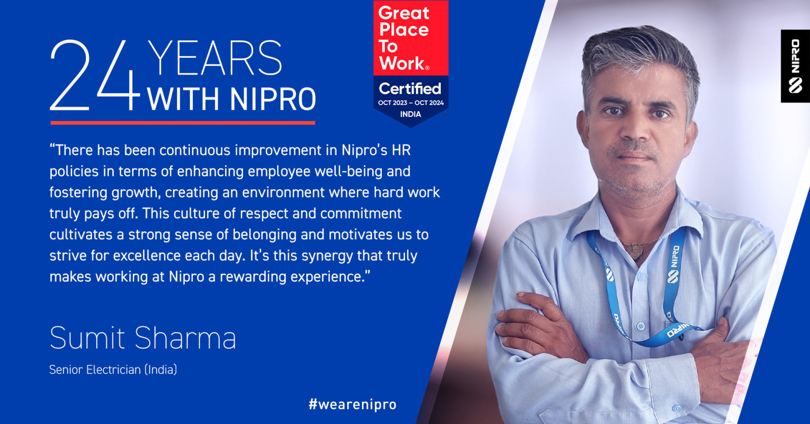 Yrs with Nipro - India - Sumit Sharma